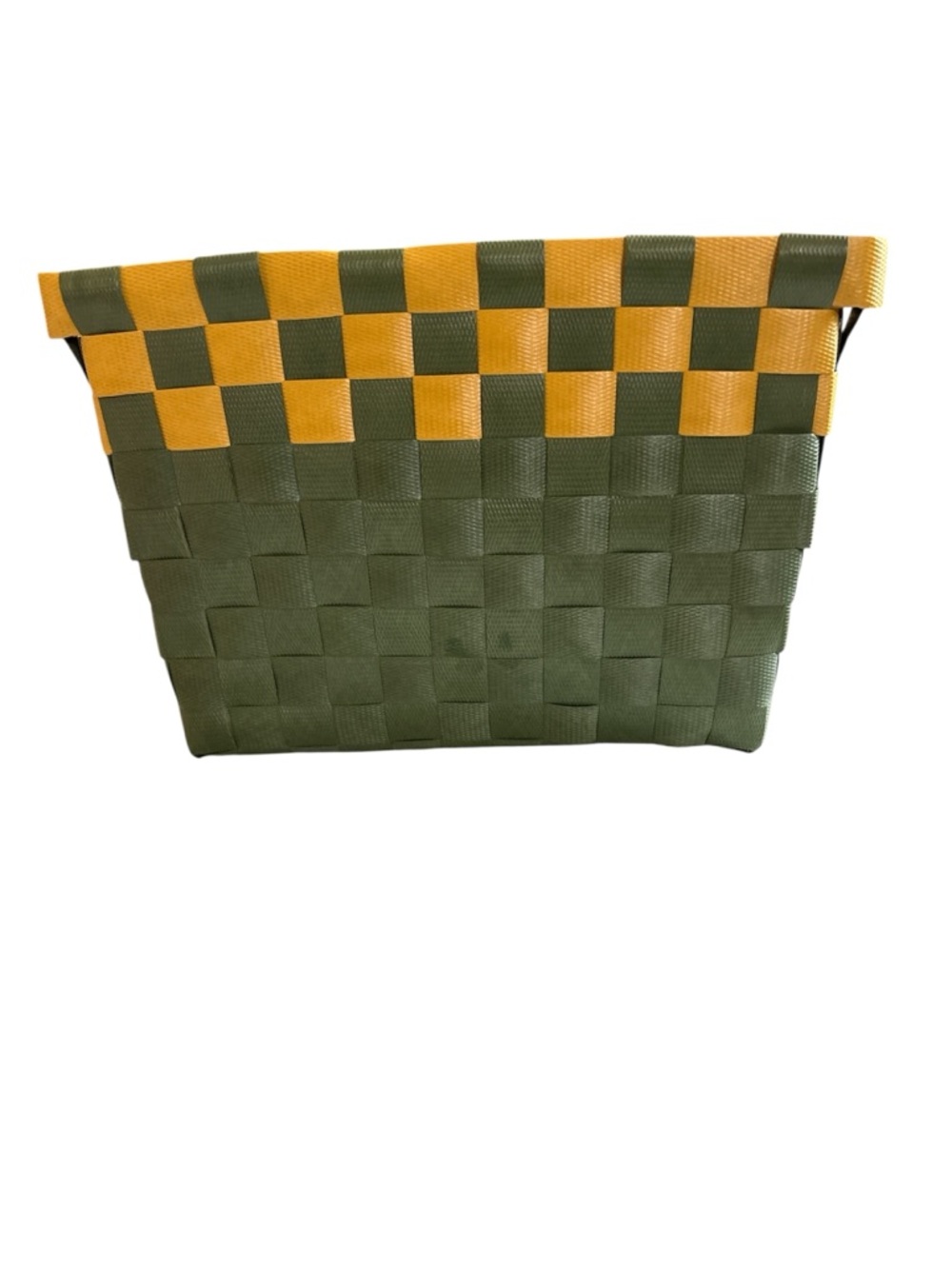 Woven Basket in Olive Green and Mustard
